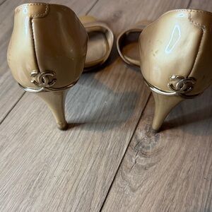 CHANEL Beige Open-Toe Heels